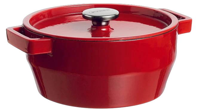 Red casserole dish with lid